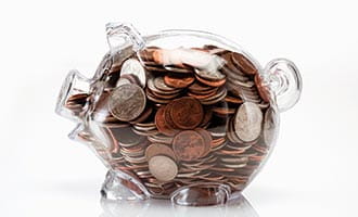 A piggy bank full of coins